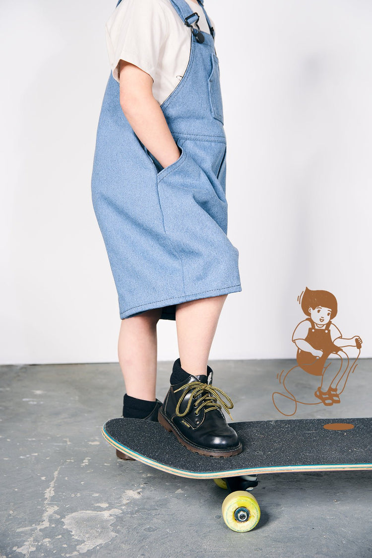 Short overalls [unisex kids handmade in recycled denim] - Over All 1516